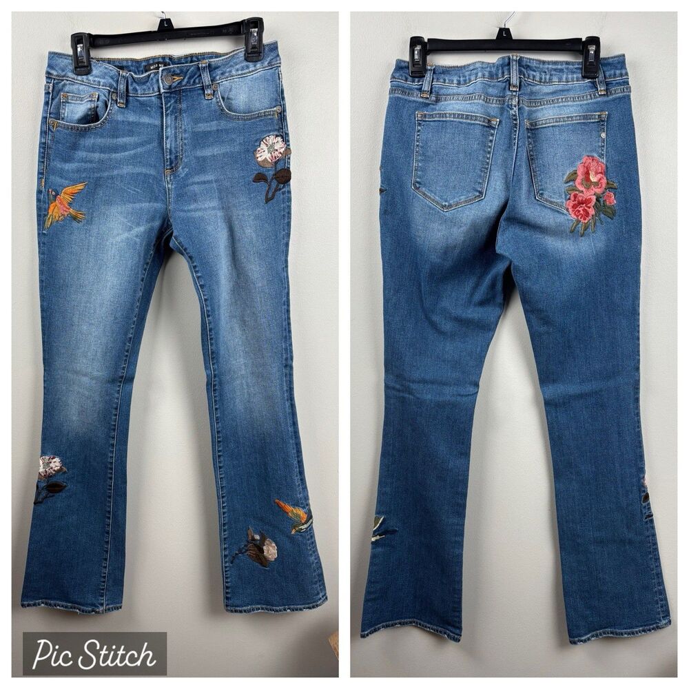 MISS ME Embroidered Jeans Boot Cut Denim Women Tall Size 30 Stretch Style M2003B